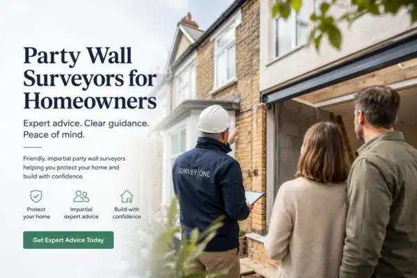 Image of couple with Party wall survey from Survey One Nottingham